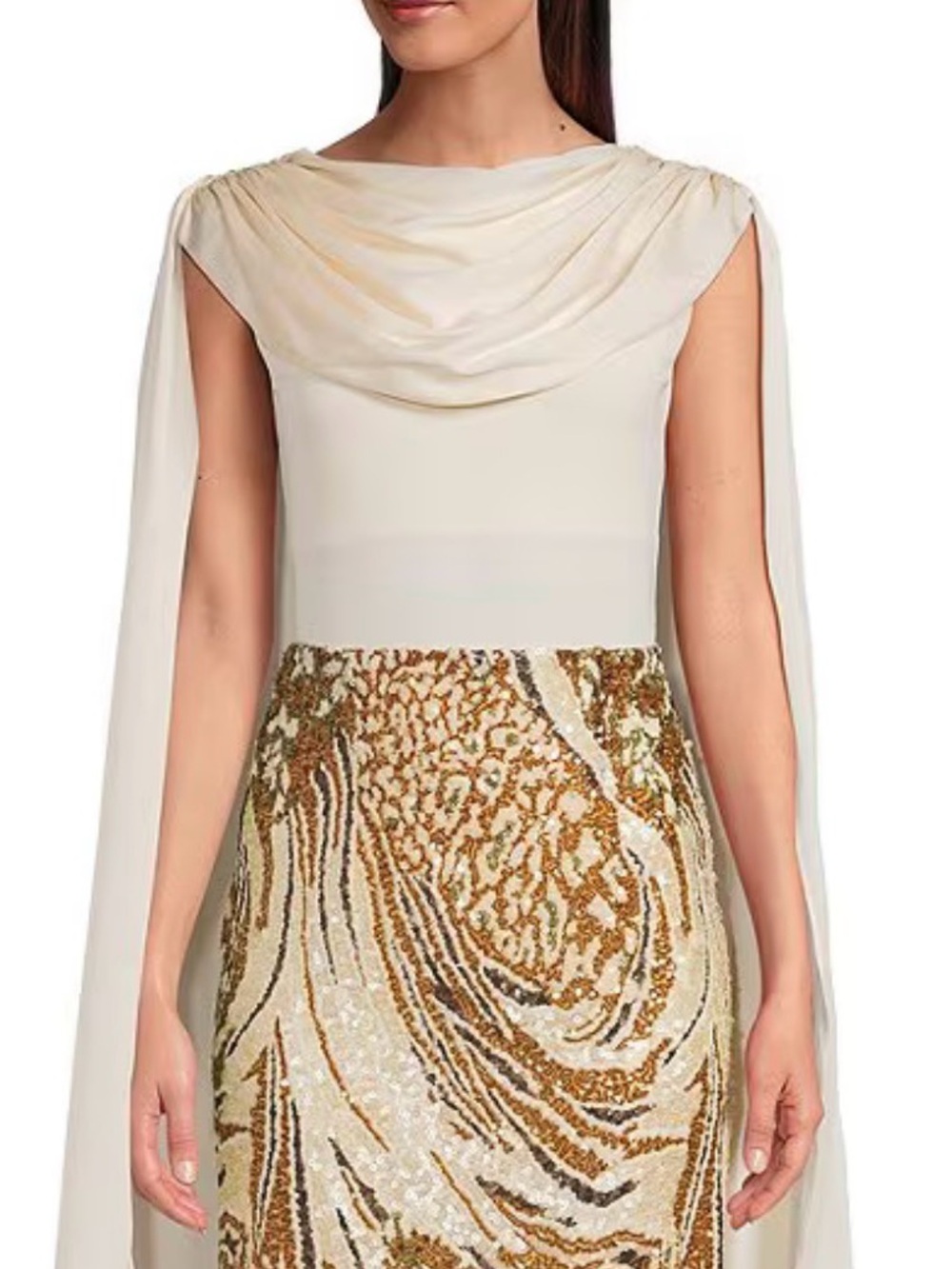 Muse by Marchesa June Cowl Neck Draped Bodysuit